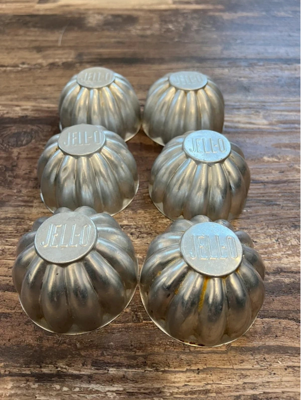 Vintage JELL-O Aluminum Individual Fluted Gelatin Molds Set of 6 Retro Kitchen